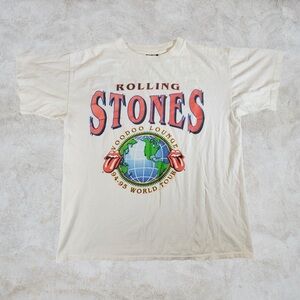 Vintage Rolling Stones Shirt Mens Large White 1994 Voodoo Lounge World Tour 90s